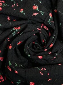 SHEIN LUNE 大码粉色碎花休闲四层连衣裙 - 綠色 - 查看 4