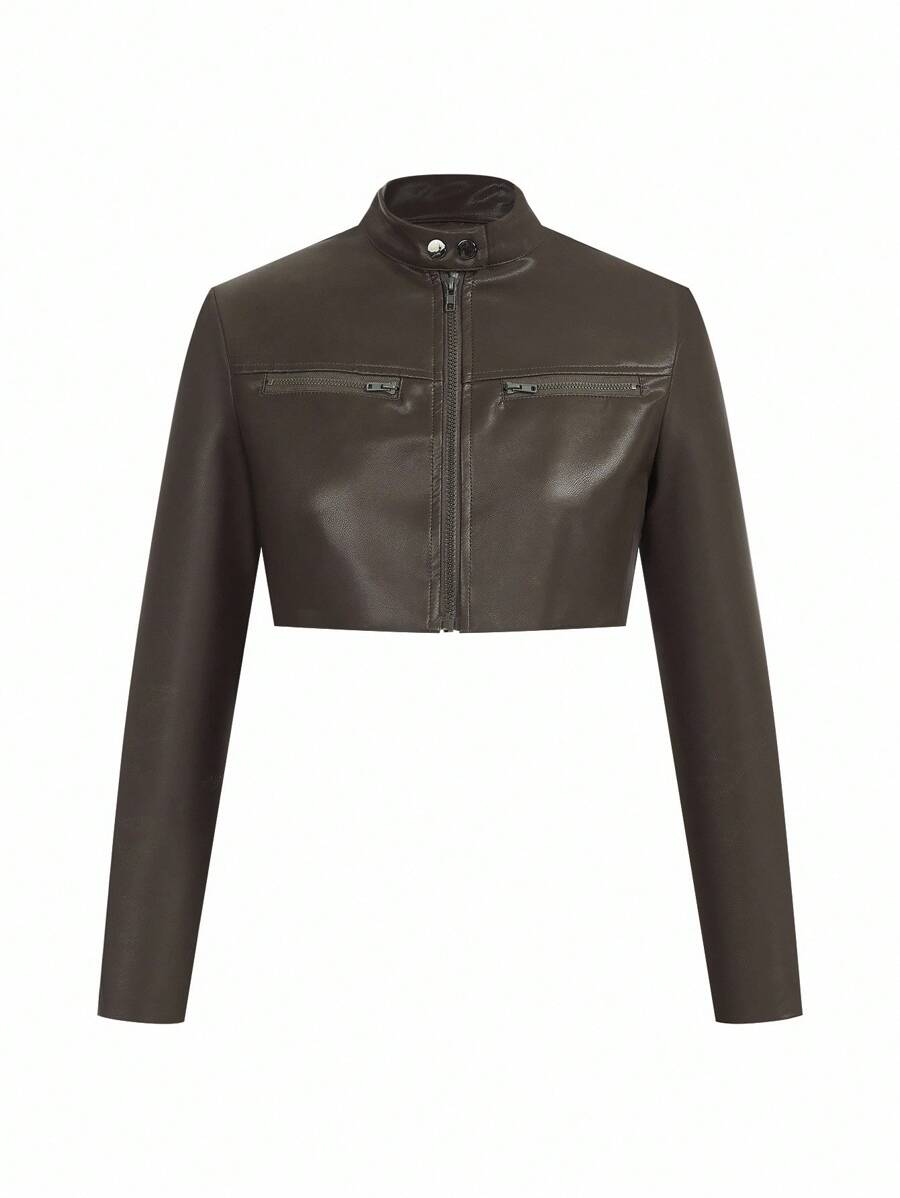 Dazy Designer 女士短款夹克 - 棕色 - 查看 1