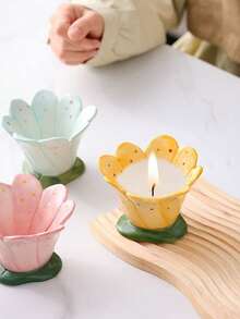 Joivida 手绘陶瓷花杯香薰蜡烛杯花饰北欧简约烛台卧室客厅ins风摆件送女友朋友的礼物办公桌摆件提升家居氛围必备