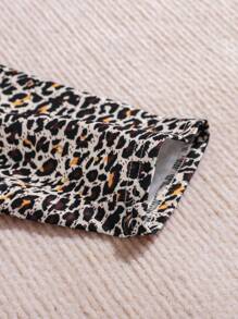 SHEIN Conjunto de 3 piezas de leggings estampados con leopardo y flores para niñas preadolescentes, negros y con estilo - Multicolor - Ver 4