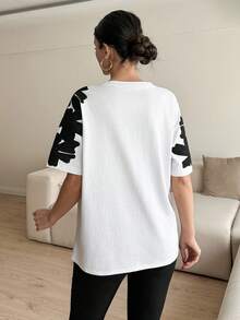RueChic Women Flower Embroidered Oversize T-Shirt - White - View 2