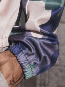 PAVTROS 休闲时尚百搭拉链长袖印花夹克男士迷彩夹克男士迷彩印花夹克街头风格夹克抽象印花夹克男士拉链夹克 - 彩色 - 查看 6