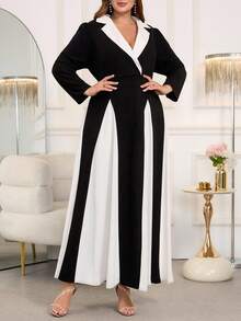 Ellevyn Vestidos de mujer talla grande, elegantes con bloque de color, cuello de solapa, vestidos de oficina para otoño e invierno, atuendos de oficina para maestras, ropa de oficina para mujeres de talla grande, atuendos de festival para ropa de otoño de mujeres, atuendos para salir, vestidos para mujeres, vestidos elegantes de otoño para mujeres, vestidos elegantes para mujeres de talla grande, vestidos largos para mujeres de talla grande, vestidos de manga larga