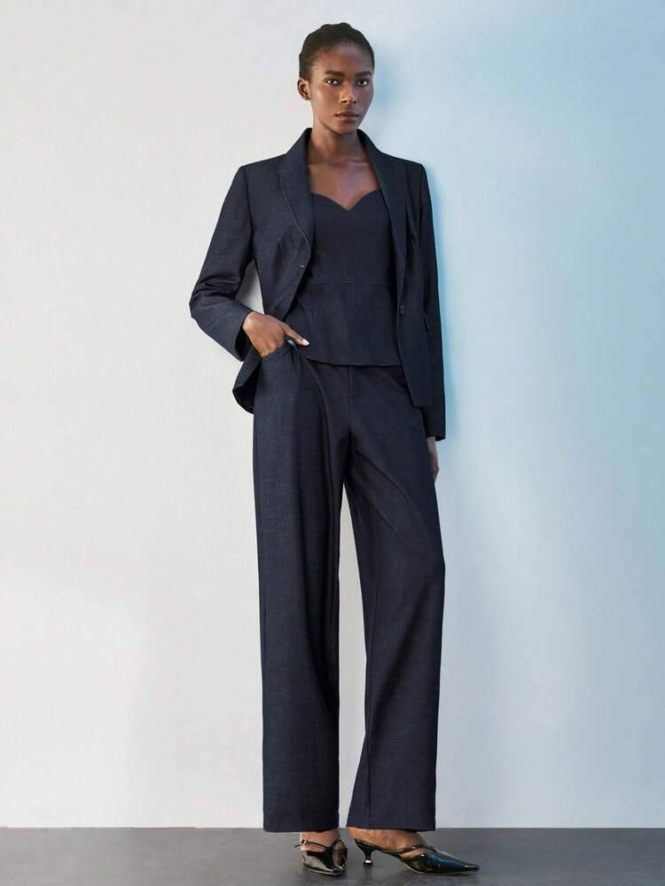 SHEIN Maija Blazer femme de couleur unie, convient pour le travail