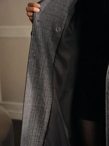 MOTF PREMIUM 翻领双排扣门襟带扣腰带风衣 - 灰色 - 查看 8