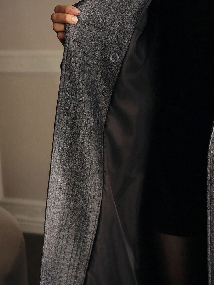 LAPEL COLLAR DOUBLE BREASTED PLACKET BUCKLE BELTED TRENCH COAT