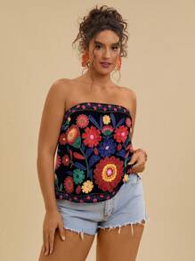 Travachic Plus Size Women Casual Strapless Top, Suitable For Summer Holiday