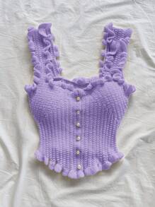 Soleia Women's Solid Color Casual Romantic Vacation Knit Top Y2k Purple - Mauve Purple - View 4