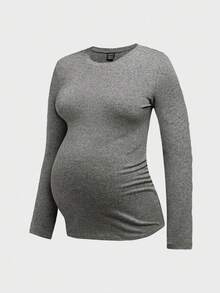 Modmama 3件套孕妇休闲圆领长袖修身孕妇T恤