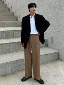 DAZY Quần âu nam cạp chun màu nâu trơn, thích hợp mặc đi làm, trang phục công sở mùa thu - màu nâu - Xem 5