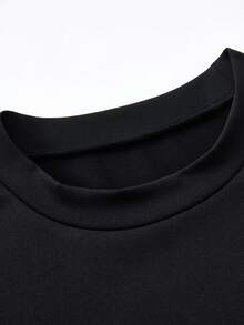 JNSQ 2 Stück/Set Jungen Herbst/Winter Sportoutfit, Slim Fit Langarm T-Shirt kombiniert mit Slim Fit Leggings, geeignet für den täglichen Gebrauch, Outdoor-Aktivitäten, Urlaub, Streetwear, Party und Lässig - Schwarz - Übersicht 5