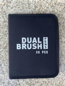 SHEIN 168/120/100/80/72/60/48/36 PCS Double Tip Marker Pen Set Washable Brush Pen Art Supplies No Bleed Through Paper Waterproof Vibrant Colors Professional Artist Markers DIY Graffiti Drawing Tools Sketching Coloring Set Perfect Gift For Back To School Art Collection - Multicolor - View 5