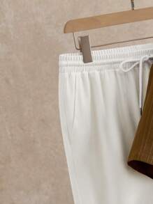 HIMLAND 2pcs Men's Casual Stand Collar V-Neck Short Sleeve Shirt Top And Bottom Set, Linen Summer Set, Old Money, Cozy Outfits