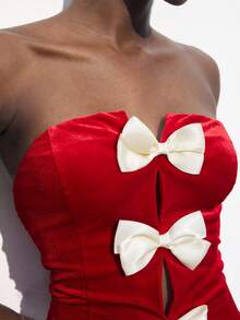 Maija توب حريمي كروب أيلغانت مخمل بنصوع اسود مزين بوان للحفلات، خريف/شتاء