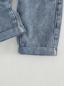 Cozy Pixies 女婴牛仔背带连体衣，舒适百搭 - 藍色 - 查看 8