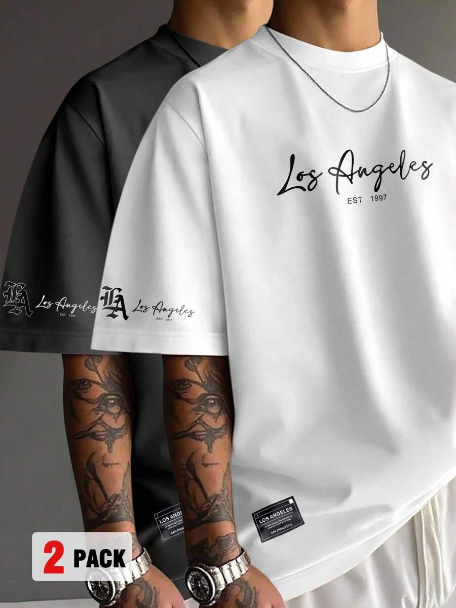 Manfinity EMRG Áo thun tay ngắn cổ tròn in họa tiết thoải mái, vừa vặn mùa hè dành cho nam - Nhiều màu - Xem 1