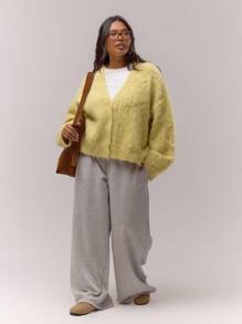 MUSERA Áo khoác cardigan dệt kim mềm mại cổ chữ V cài nút, kiểu dáng dễ thương, thanh lịch, sang trọng, thoải mái dành cho nữ, thích hợp mặc ở nhà vào mùa xuân hoặc lễ Phục sinh. - Màu vàng - Xem 3