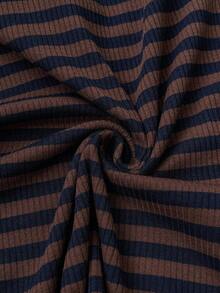 SHEIN 2件套孕妇条纹圆领长袖T恤和南瓜印花吊带裙 - 彩色 - 查看 7