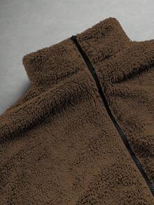 PAVTROS Manfinity Streetrush 男式月亮刺绣拉链羊毛夹克，秋冬