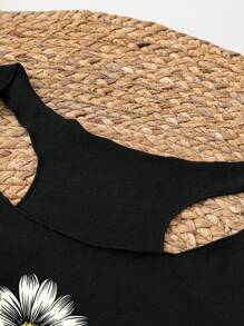 EMERY ROSE Damen Casual Simple Gänseblümchen Muster Tank Top, Sommer