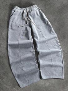 PAVTROS 男士纯色休闲宽松抽绳户外运动裤 - 灰色 - 查看 1