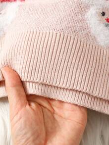 SHEIN كنزة صوفية كاجوال فضفاضة بياقة طاقم لفتيات المراهقات، ملابس شتوية خريفية للفتيات - لون مشمشي - مشاهدة 6