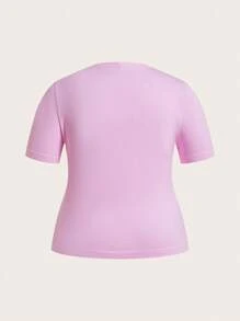 SHEIN Velisys Plus Size Seamless Women's Slim-Fit 3 PiecesSports Short Sleeve Set Gym Shirts - Multicolor - View 6