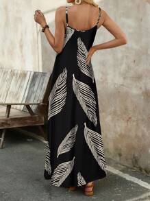 SHEIN LUNE 女士舒适弹力针织休闲度假长款吊带背心连衣裙，适合夏季