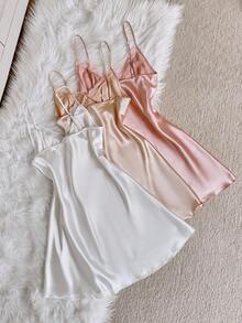 SHEIN 3件套女士刺绣蕾丝性感睡衣套装 - 彩色 - 查看 2