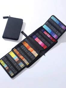 SHEIN 168/120/100/80/72/60/48/36 PCS Double Tip Marker Pen Set Washable Brush Pen Art Supplies No Bleed Through Paper Waterproof Vibrant Colors Professional Artist Markers DIY Graffiti Drawing Tools Sketching Coloring Set Perfect Gift For Back To School Art Collection - Multicolor - View 8