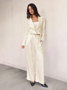 SHEIN Tall 2pcs Women's Regular Minimalist Double-Breasted Blazer And Pants Suit Setm,Fall Women Clothes,Business Casual Woman - Yellow - View 10