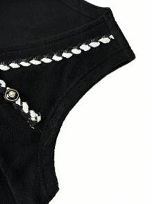 GlowEve 女士纽扣饰边抓绒上衣 - 黑色 - 查看 5