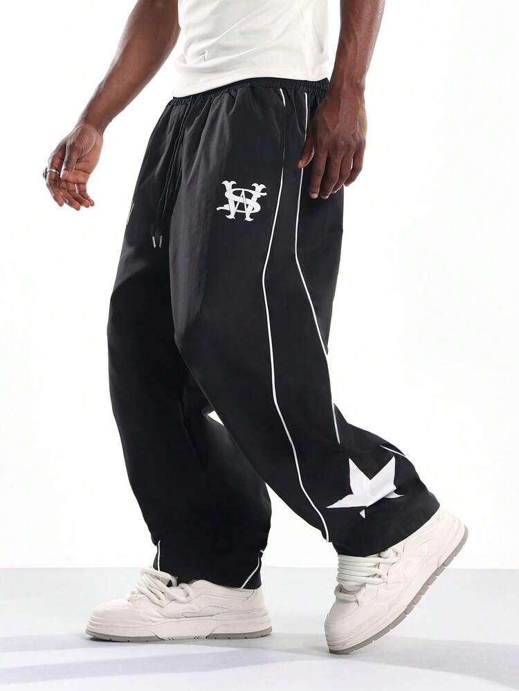 Wide Leg Track Pants With Star Print