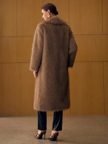 MOTF PREMIUM WOMEN'S LONG FAUX FUR COLLAR COAT, AUTUMN/WINTER