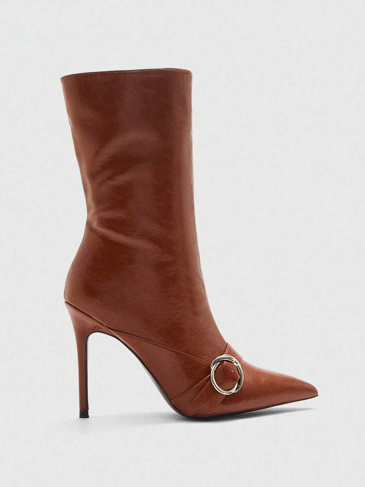 CUCCOO BIZCHIC Women's Rhinestone Pointed Toe Ruched Thigh High Boots, Fashion Outfit For Date And Party