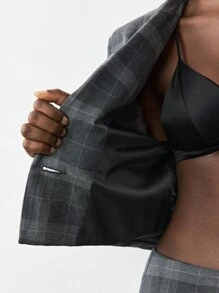 Maija Áo khoác blazer ngắn cổ ve đơn hàng ngày cho nữ mùa thu/đông - Xám - Xem 8