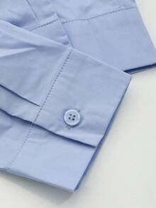 DAZY 商务休闲纯色斜襟长袖衬衫