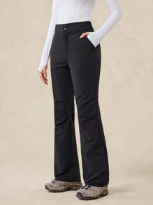 OutZeal Women Outdoor Black Pants Camping Hiking Water-Resistant Stretch Slim-Fit Flared Leg With Pockets - Black - View 7