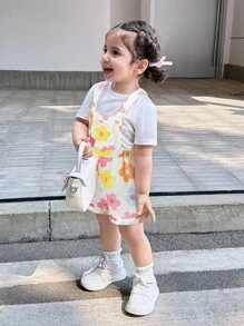 Babygirl 可爱蝴蝶结装饰无袖连体衣，夏季百搭 - 彩色 - 查看 3