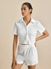 Airaco Women Summer Versatile White Short Sleeve Top And Shorts 2 Pieces Set, Casual Outfit - White - View 3
