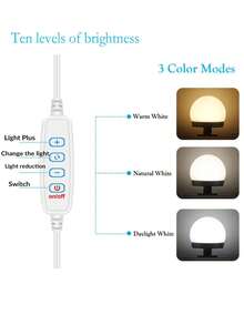 1PC4/6/8/10/12/14 LED Bulb Vanity Mirror Light, 3-Color USB Power Adjustable Vanity Mirror Light, Suitable For Home Bedrooms - Multicolor - View 11