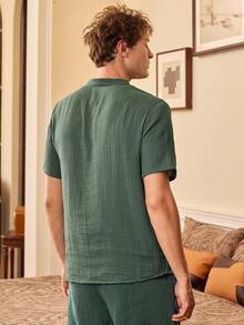 EverLounge 男士休闲棉质家居服上衣，适合户外穿着 - 綠色 - 查看 2