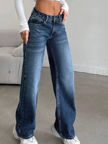 SHEIN Tall LOW RISE STRAIGHT CYT WOMEN BLUE JEAN