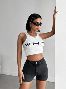 EURMUSE Shorts in jeans casual e lavati in vita alta per l'estate - Grigio - Visualizzare 4
