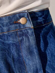 CLARA VERO Women's Casual Medium Wash Blue Denim Mini Skirt, Washed Look Jean Skirt For Everyday Style. - Medium Wash - View 3