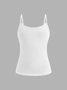 SHEIN Girlism Tween Girls 2pcs/Set All-Match Slim Fit Simple Basic Cami Top White Tank Tops Girls White Tank Tops White Camisole Girls Camisole White Tops Girls White Camisole Girls Tank Tops - White - View 6