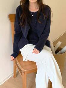 DAZY 女士纯色优雅长袖韩版毛衣秋冬