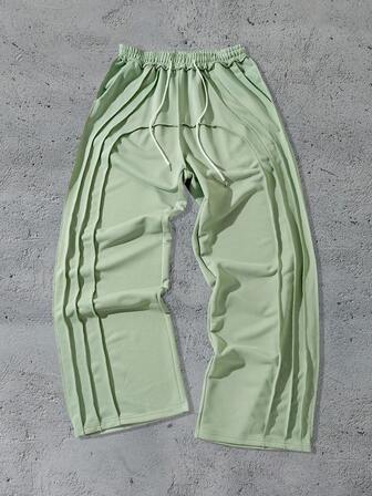 Street Life Men's Patchwork Frayed Hem Loose Sweatpants, Baggy, For Fall