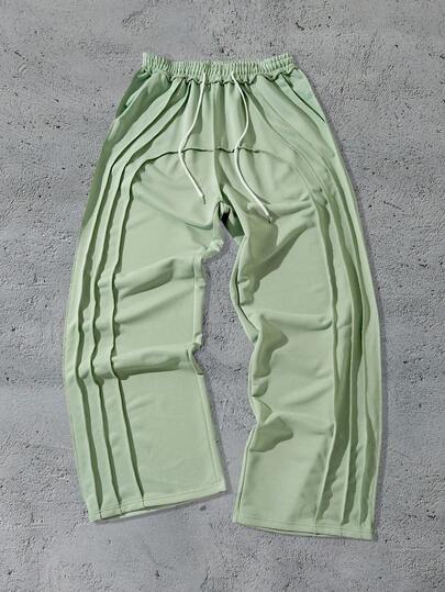 Street Life Men's Patchwork Frayed Hem Loose Sweatpants, Baggy, For Fall