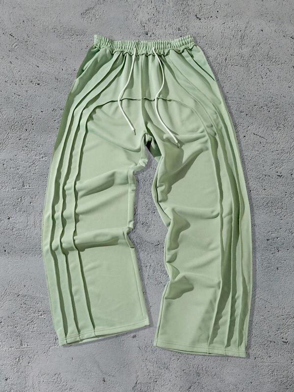 ROMWE MEN Street Life Pantalones de chándal holgados con dobladillo deshilachado y parches para hombre, informales, para otoño